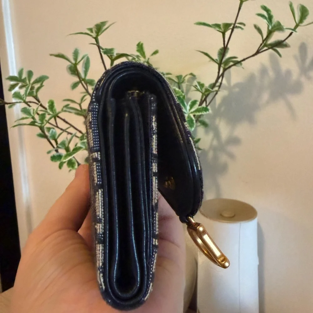 Dior Navy and Beige Monogram Wallet